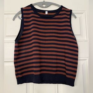 Striped Sleeveless Top - Black and Brown